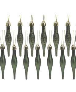 Christmas Concepts® Pack Of 15-8.5cm Droplet Baubles - Matte & Glitter Design - Christmas Baubles (Forrest Green)