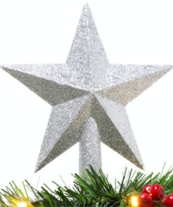 Christmas Concepts® 20cm Glitter Tree Top Star Decoration – Christmas Tree Topper (Silver)