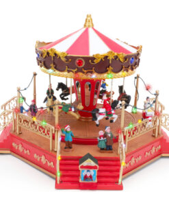 Christmas Concepts® 40cm Animated Christmas Carousel with Multi Coloured Chasing LED Lights and Music – Mains Operated – Christmas Village