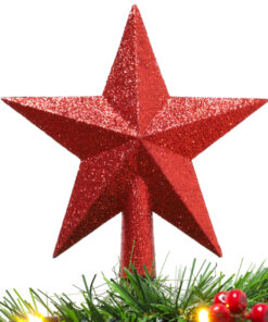 Christmas Concepts® 20cm Glitter Tree Top Star Decoration – Christmas Tree Topper (Red)