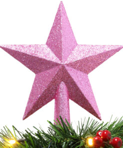 Christmas Concepts® 20cm Glitter Tree Top Star Decoration – Christmas Tree Topper (Baby Pink)