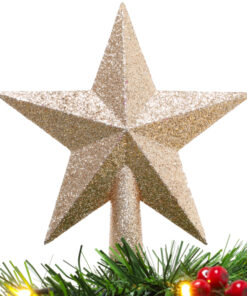 Christmas Concepts® 20cm Glitter Tree Top Star Decoration – Christmas Tree Topper (Champagne)