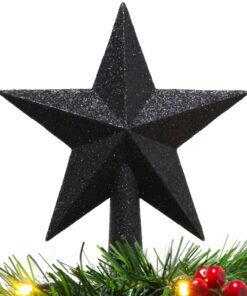 Christmas Concepts® 20cm Glitter Tree Top Star Decoration – Christmas Tree Topper (Black)