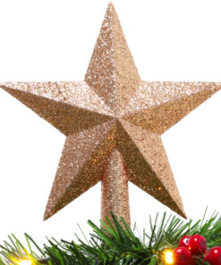 Christmas Concepts® 20cm Glitter Tree Top Star Decoration – Christmas Tree Topper (Rose Gold)