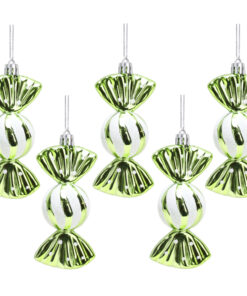 Christmas Concepts® Pack of 5-110mm Large Sweet Shaped Baubles - Shiny & Glitter Decorated - Christmas Baubles (Lime Green)