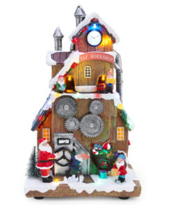 Christmas Concepts® 30cm Animated Christmas Elf Workshop with Multi Coloured LED Lights and Music – Battery Operated – Christmas Village