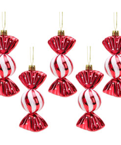 Christmas Concepts® Pack of 5-110mm Large Sweet Shaped Baubles - Shiny & Glitter Decorated - Christmas Baubles (Red)