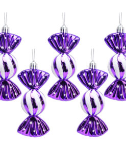Christmas Concepts® Pack of 5-110mm Large Sweet Shaped Baubles - Shiny & Glitter Decorated - Christmas Baubles (Purple)