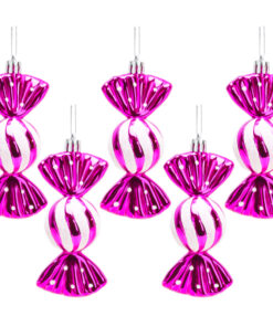 Christmas Concepts® Pack of 5-110mm Large Sweet Shaped Baubles - Shiny & Glitter Decorated - Christmas Baubles (Hot Pink)