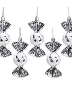 Christmas Concepts® Pack of 5-110mm Large Sweet Shaped Baubles - Shiny & Glitter Decorated - Christmas Baubles (Graphite)