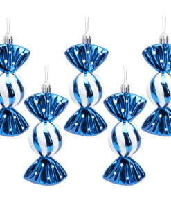 Christmas Concepts® Pack of 5-110mm Large Sweet Shaped Baubles - Shiny & Glitter Decorated - Christmas Baubles (Midnight Blue)