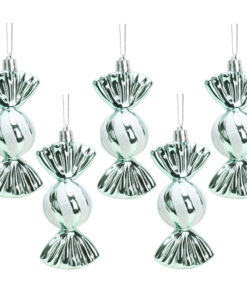 Christmas Concepts® Pack of 5-110mm Large Sweet Shaped Baubles - Shiny & Glitter Decorated - Christmas Baubles (Mint Green)