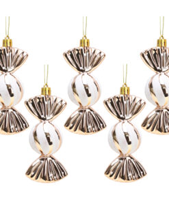 Christmas Concepts® Pack of 5-110mm Large Sweet Shaped Baubles - Shiny & Glitter Decorated - Christmas Baubles (Rose Gold)
