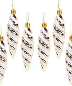 Christmas Concepts® Pack of 6-110mm Large Spiral Shaped Baubles - Shiny & Glitter Decorated - Christmas Tree Decorations (Rose Gold)