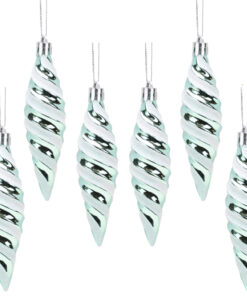Christmas Concepts® Pack of 6-110mm Large Spiral Shaped Baubles - Shiny & Glitter Decorated - Christmas Tree Decorations (Mint Green)