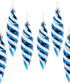 Christmas Concepts® Pack of 6-110mm Large Spiral Shaped Baubles - Shiny & Glitter Decorated - Christmas Tree Decorations (Midnight Blue)