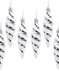 Christmas Concepts® Pack of 6-110mm Large Spiral Shaped Baubles - Shiny & Glitter Decorated - Christmas Tree Decorations (Graphite)