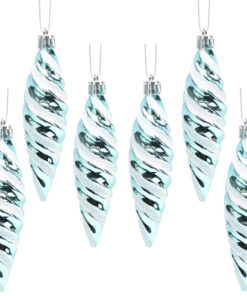 Christmas Concepts® Pack of 6-110mm Large Spiral Shaped Baubles - Shiny & Glitter Decorated - Christmas Tree Decorations (Ice Blue)
