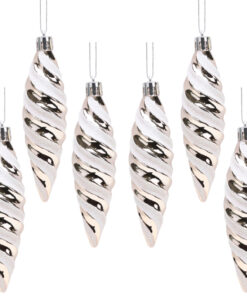 Christmas Concepts® Pack of 6-110mm Large Spiral Shaped Baubles - Shiny & Glitter Decorated - Christmas Tree Decorations (Champagne)