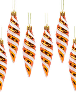 Christmas Concepts® Pack of 6-110mm Large Spiral Shaped Baubles - Shiny & Glitter Decorated - Christmas Tree Decorations (Copper)