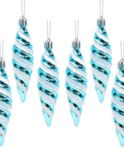 Christmas Concepts® Pack of 6-110mm Large Spiral Shaped Baubles - Shiny & Glitter Decorated - Christmas Tree Decorations (Turquoise)