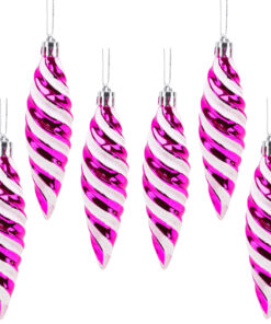 Christmas Concepts® Pack of 6-110mm Large Spiral Shaped Baubles - Shiny & Glitter Decorated - Christmas Tree Decorations (Hot Pink)