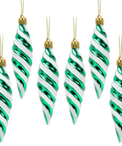 Christmas Concepts® Pack of 6-110mm Large Spiral Shaped Baubles - Shiny & Glitter Decorated - Christmas Tree Decorations (Emerald Green)