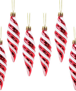 Christmas Concepts® Pack of 6-110mm Large Spiral Shaped Baubles - Shiny & Glitter Decorated - Christmas Tree Decorations (Red)