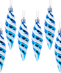 Christmas Concepts® Pack of 6-110mm Large Spiral Shaped Baubles - Shiny & Glitter Decorated - Christmas Tree Decorations (Royal Blue)