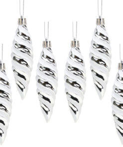 Christmas Concepts® Pack of 6-110mm Large Spiral Shaped Baubles - Shiny & Glitter Decorated - Christmas Tree Decorations (Silver)