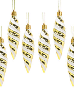 Christmas Concepts® Pack of 6-110mm Large Spiral Shaped Baubles - Shiny & Glitter Decorated - Christmas Tree Decorations (Gold)