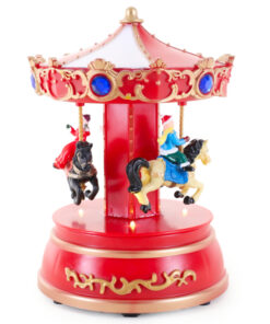 Christmas Concepts® 20cm Animated Christmas Carousel with Warm White LEDs – Battery Operated – Christmas Village