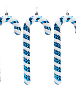 Christmas Concepts® Pack of 3–250mm Extra Large Candy Cane Baubles – Shiny & Glitter Decorated – Christmas Decorations (Midnight Blue)