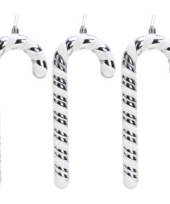 Christmas Concepts® Pack of 3–250mm Extra Large Candy Cane Baubles – Shiny & Glitter Decorated – Christmas Decorations (Graphite)