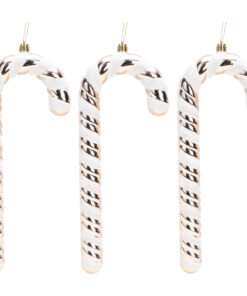 Christmas Concepts® Pack of 3–250mm Extra Large Candy Cane Baubles – Shiny & Glitter Decorated – Christmas Decorations (Champagne)