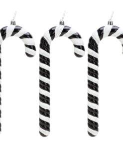 Christmas Concepts® Pack of 3–250mm Extra Large Candy Cane Baubles – Shiny & Glitter Decorated – Christmas Decorations (Black)