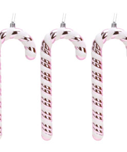 Christmas Concepts® Pack of 3–250mm Extra Large Candy Cane Baubles – Shiny & Glitter Decorated – Christmas Decorations (Baby Pink)