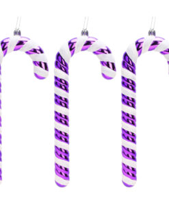 Christmas Concepts® Pack of 3–250mm Extra Large Candy Cane Baubles – Shiny & Glitter Decorated – Christmas Decorations (Purple)