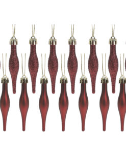 Christmas Concepts® Pack Of 15-8.5cm Droplet Baubles - Matte & Glitter Design - Christmas Baubles (Rioja Red)