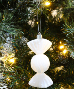 Alternative view of Christmas Concepts® Pack of 5-110mm Large Sweet Shaped Baubles - Shiny & Glitter Decorated - Christmas Baubles (White)