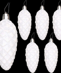 Christmas Concepts® Pack of 6-90mm Pine Cone Baubles – Shiny and Glitter Decorated – Luxury Christmas Decorations (White)