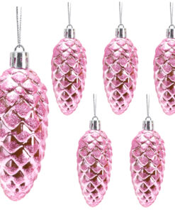 Christmas Concepts® Pack of 6-90mm Pine Cone Baubles – Shiny and Glitter Decorated – Luxury Christmas Decorations (Baby Pink)