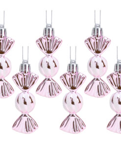 Christmas Concepts® Pack of 6-8cm Mini Sweet Shaped Baubles – Shiny & Glitter Decorated – Christmas Tree Decorations (Baby Pink)