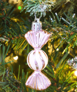 Alternative view of Christmas Concepts® Pack of 6-8cm Mini Sweet Shaped Baubles – Shiny & Glitter Decorated – Christmas Tree Decorations (Baby Pink)