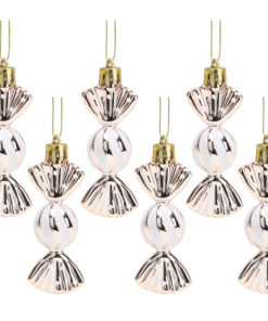 Christmas Concepts® Pack of 6-8cm Mini Sweet Shaped Baubles – Shiny & Glitter Decorated – Christmas Tree Decorations (Champagne)