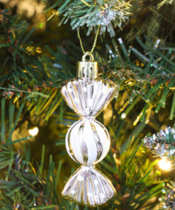 Alternative view of Christmas Concepts® Pack of 6-8cm Mini Sweet Shaped Baubles – Shiny & Glitter Decorated – Christmas Tree Decorations (Champagne)