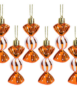 Christmas Concepts® Pack of 6-8cm Mini Sweet Shaped Baubles – Shiny & Glitter Decorated – Christmas Tree Decorations (Copper)