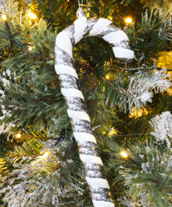 Alternative view of Christmas Concepts® Pack of 3–250mm Extra Large Candy Cane Baubles – Shiny & Glitter Decorated – Christmas Decorations (Graphite)