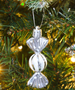 Alternative view of Christmas Concepts® Pack of 6-8cm Mini Sweet Shaped Baubles – Shiny & Glitter Decorated – Christmas Tree Decorations (Graphite)