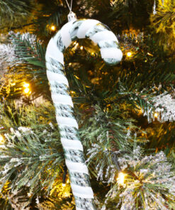 Alternative view of Christmas Concepts® Pack of 3–250mm Extra Large Candy Cane Baubles – Shiny & Glitter Decorated – Christmas Decorations (Ice Blue)